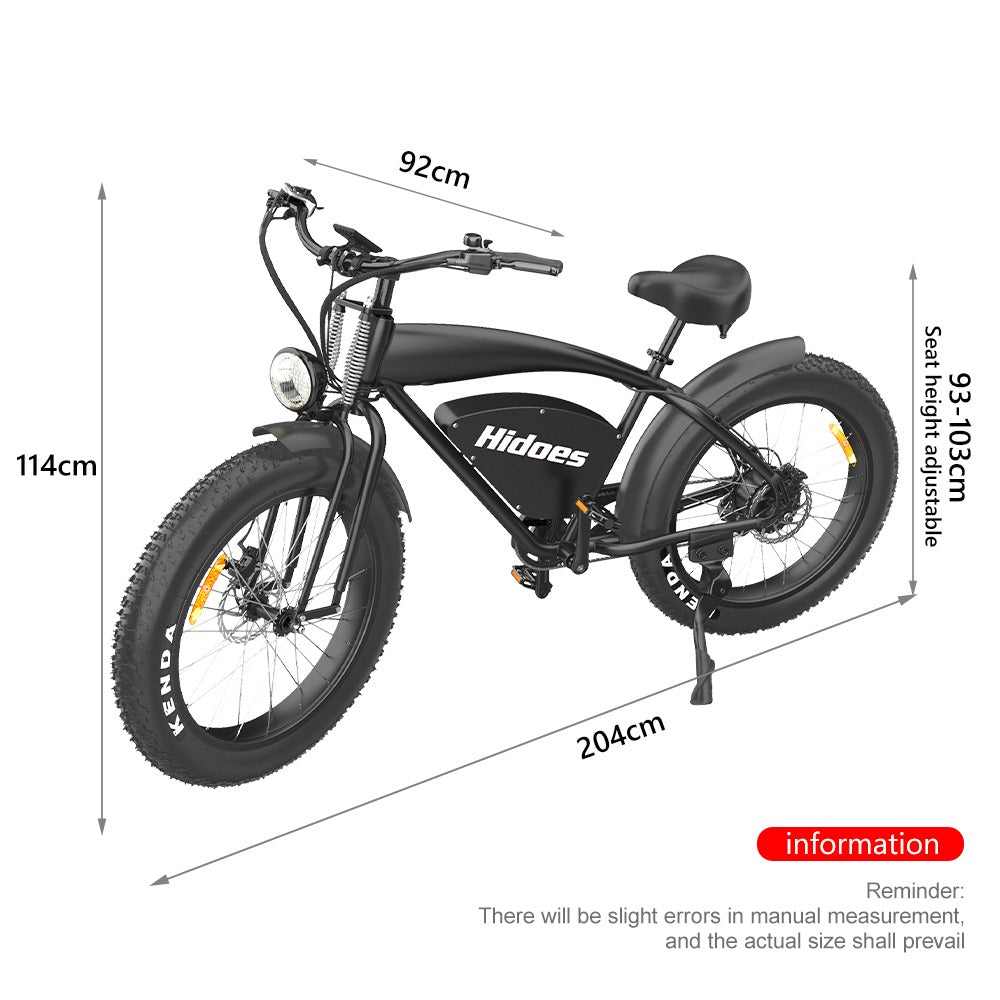 Hidoes® B3 -1200W Retro Vintage Fat Tyre Electric Bike